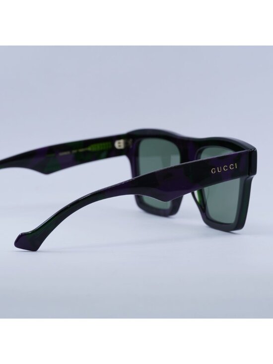 Gucci GG0962S 014 Sunglasses Purple Square Frame, Green Lenses